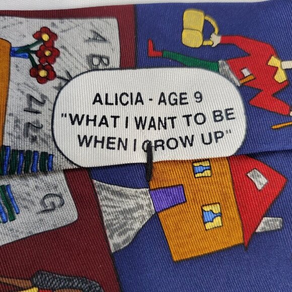 Save The Children Mens Tie "What I Want To Be When I Grow Up" Novelty Necktie - Picture 4 of 4